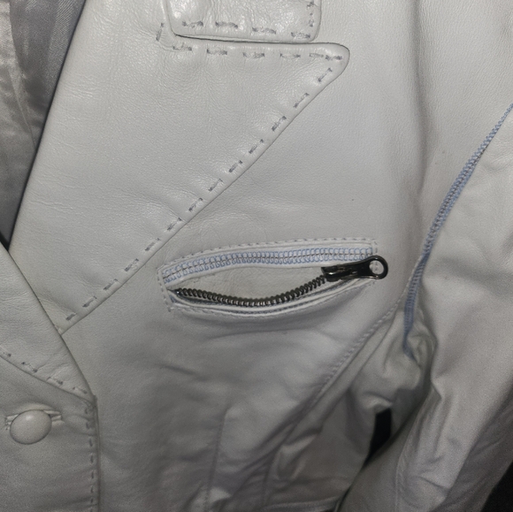 Women's XL Genuine White Leather Jacket - Picture 7 of 9
